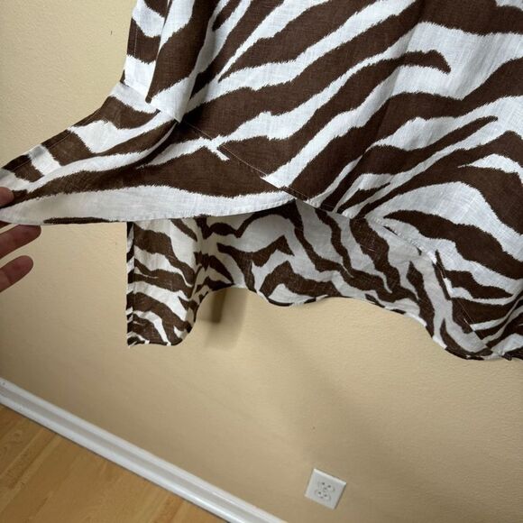 Chico's Shirt Women's Large 100% Linen No Iron Sleeveless Top Tunic Animal Print - Picture 4 of 12